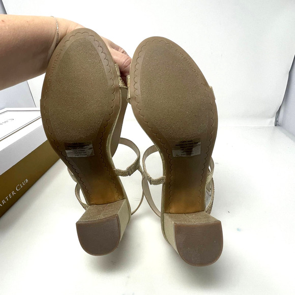 Charter Club Lunah Sparkly Asymmetrical Strap Dress Sandals in Gold 9.5 M New - Picture 8 of 9
